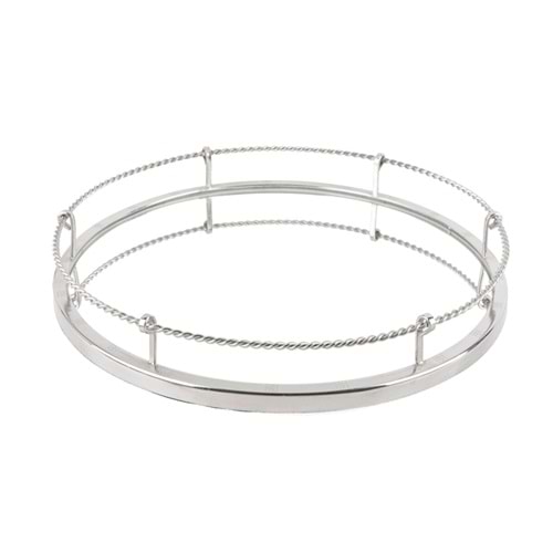 Gümüş Burma Aynalı Tepsi 40x6cm