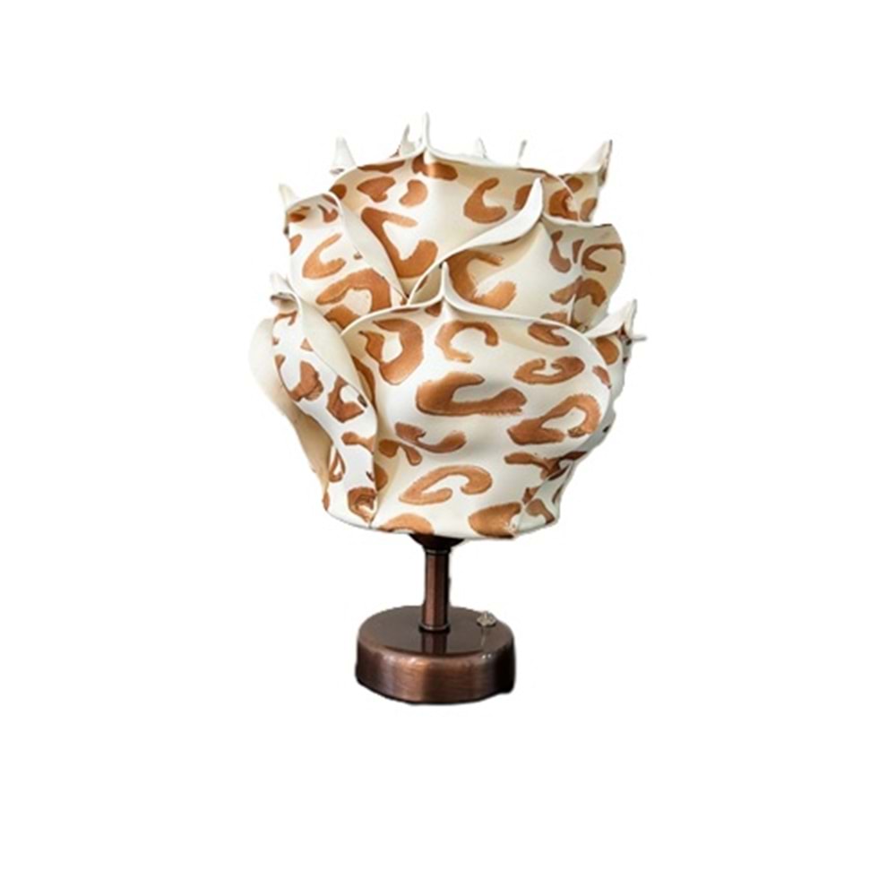 Leopar Desen Eva Gül Tasarım Kablosuz Masa Lambası