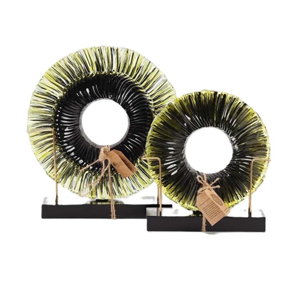 2 li Ahşap Kaide Cam Füzyon Yeşil