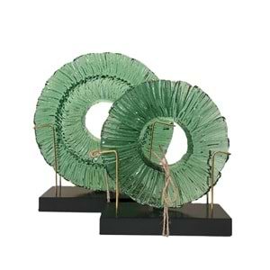 2 li Ahşap Kaide Cam Füzyon Turkuaz