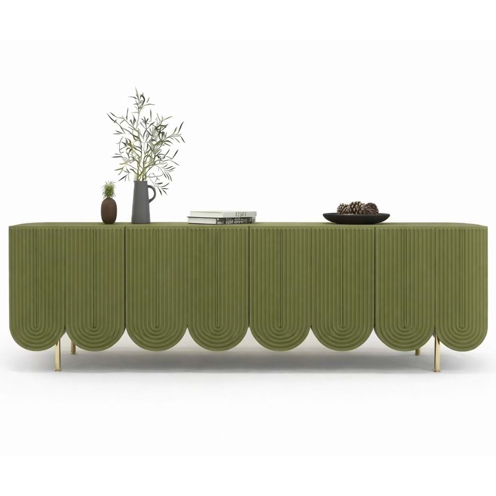 4 Kapaklı Ahşap Konsol Yeşil 200x50x80