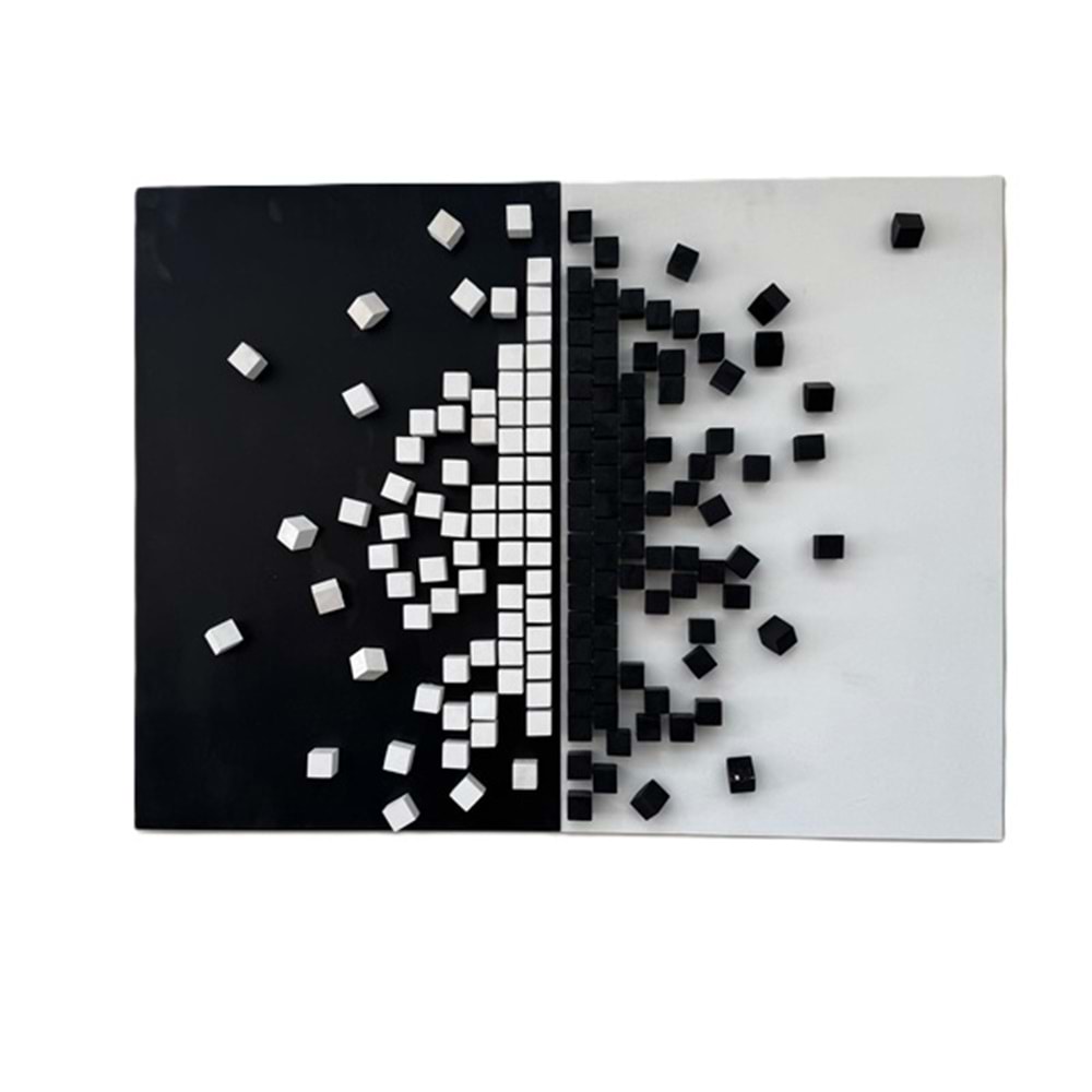 Ahşap White-Black Wood Wall Art Tablo 120x90 cm