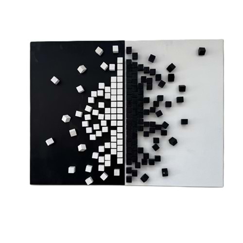 Ahşap White-Black Wood Wall Art Tablo 120x90 cm