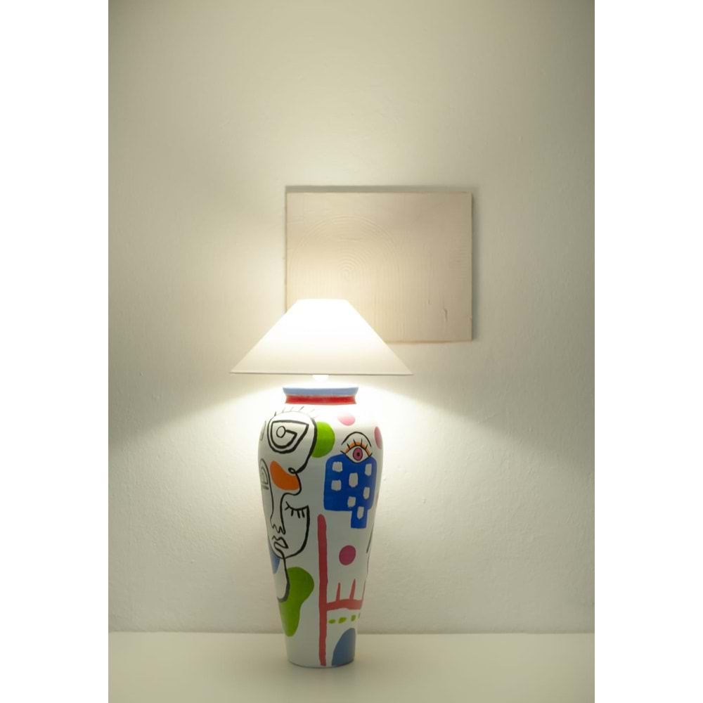 Desenli Abajur Beyaz 85 cm