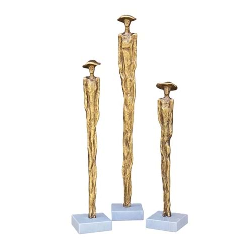 3 Lü Şapkalı Kadın Heykel Eskitme