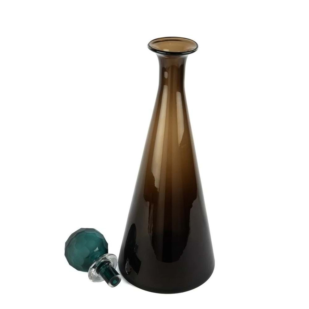 Virella Kahverengi Cam Kapak Vazo 19x51 cm