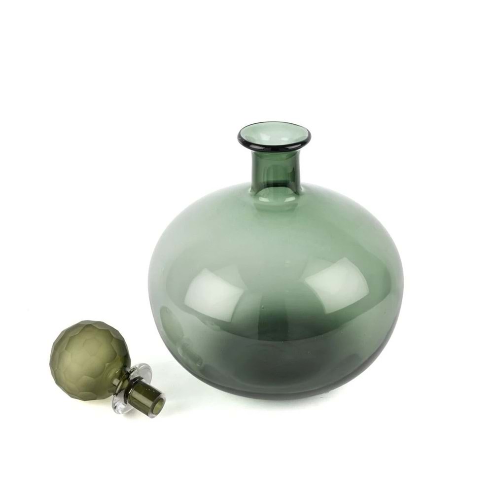 Virella Yeşil Cam Kapak Vazo 26x36