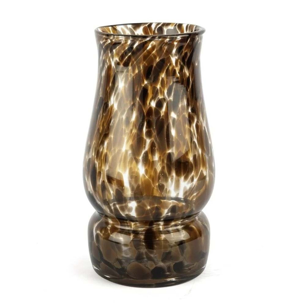 Kahverengi Desenli Cam Vazo 27x15