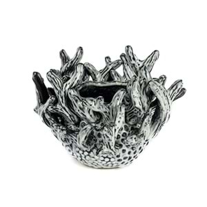 Gri Mercanlı Seramik Saksı 25x18 cm