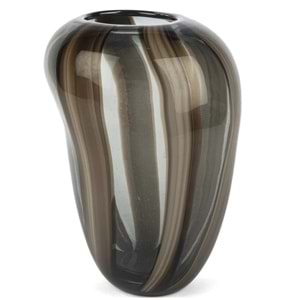Kahve Çizgili Füme Cam Vazo 19x18x28 cm