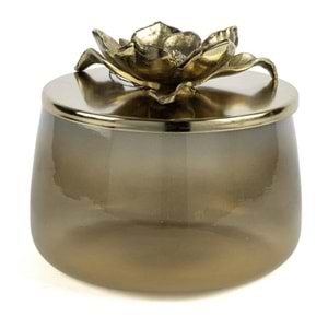 Kaverengi Lotus Gold Kapaklı Cam Kavanoz