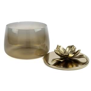 Kaverengi Lotus Gold Kapaklı Cam Kavanoz