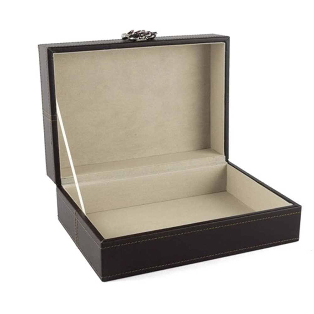 Kuğulu Mor Deri Kutu 26x18x10 cm