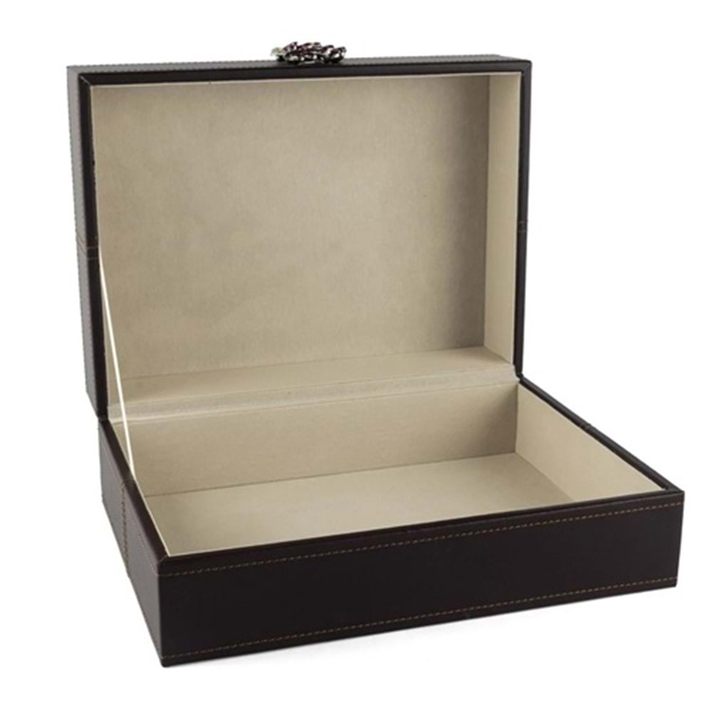 Kuğulu Mor Deri Kutu 30x22x12 cm