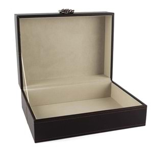 Kuğulu Mor Deri Kutu 30x22x12 cm