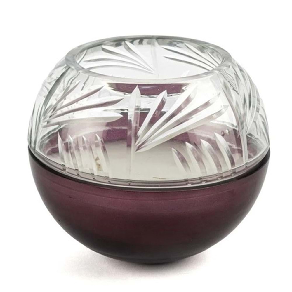 Bordo Cam Kapaklı Mum 18x16 cm