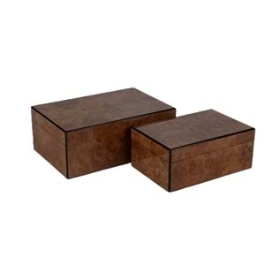 2 Li Siyah Şeritli Kahve Dek Kutu