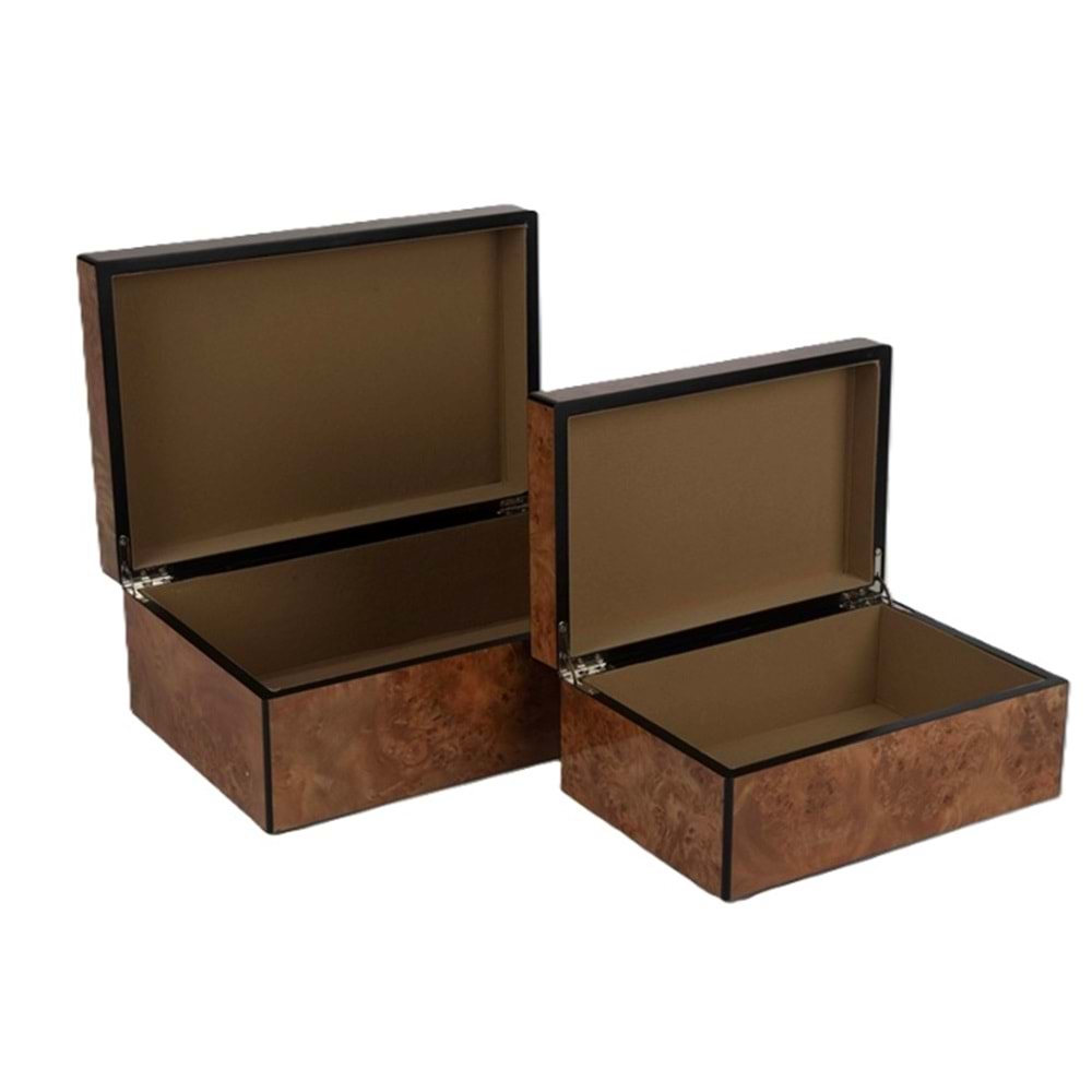 2 Li Siyah Şeritli Kahve Dek Kutu