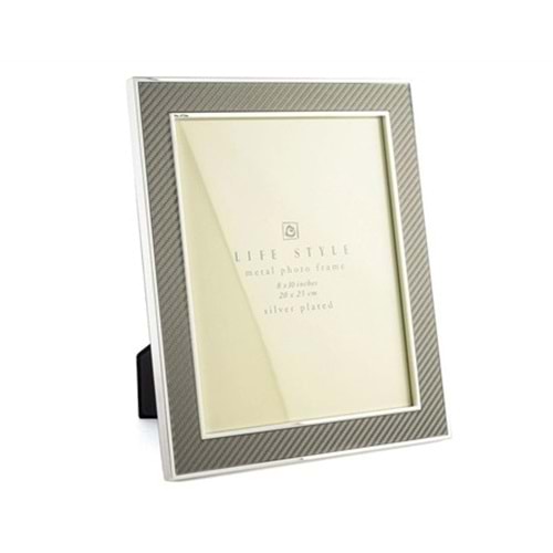 Silver Kenarlı Gri Kumaş Çerçeve 20x25cm