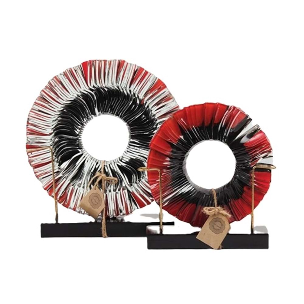 2 li Ahşap Kaide Cam Füzyon Kırmızı