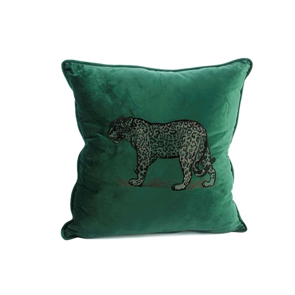 Leopar Nakışlı Yeşil 50x50 Kırlent