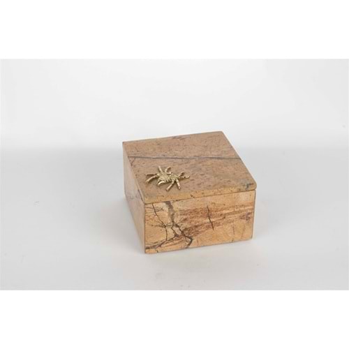 Krem Mermer Gold Örümcek Figürlü Dek Kutu 13x8cm