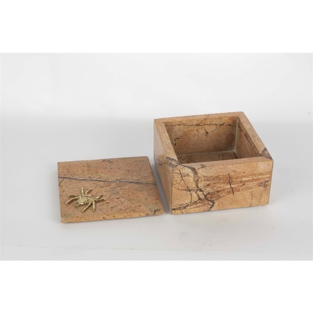 Krem Mermer Gold Örümcek Figürlü Dek Kutu 13x8cm